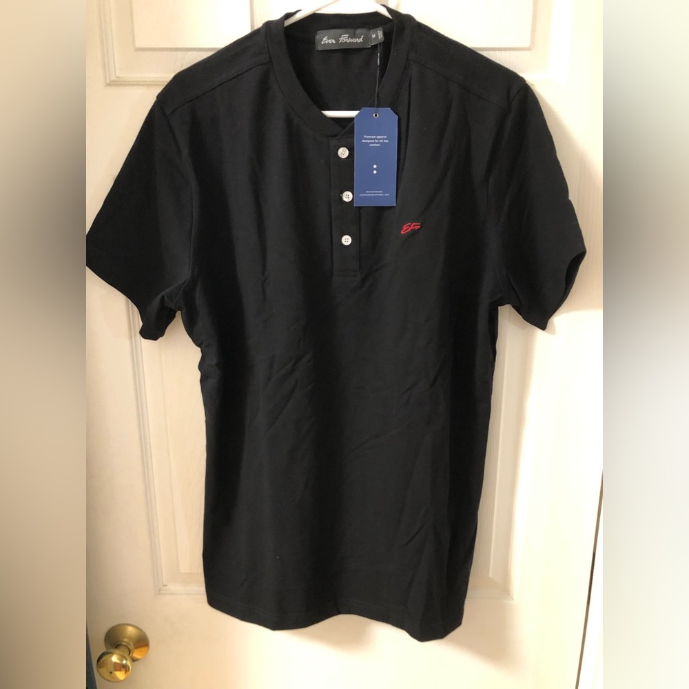New Ever Forward Black Polo Henley Size Medium